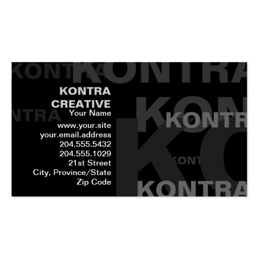 Big Impacting Text Business Card (front side)