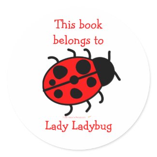 Cute Lady Bug Personalized Bookplate Stickers for Kids