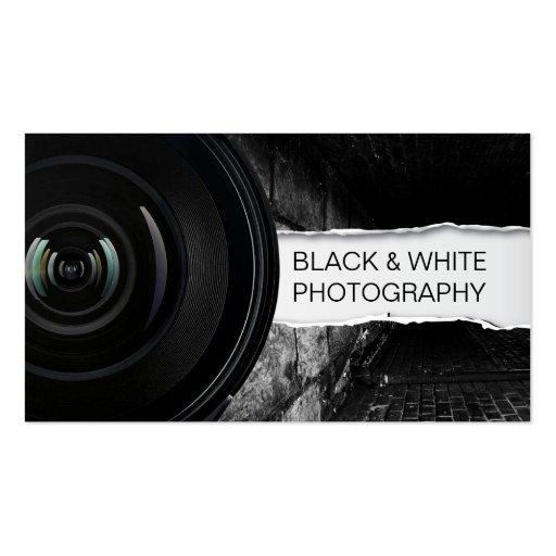 Big Lens Black & White photography business card (front side)