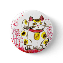 Big Lucky Cat Button