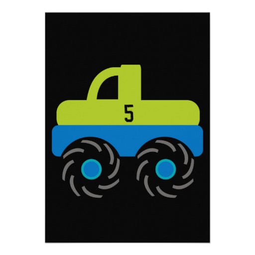 Big Monster Truck Birthday Party Invitations