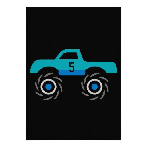 Big Monster Trucks Birthday Party Invitations