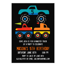 Big Monster Trucks Birthday Party Invitations