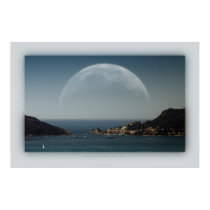 big moon over the sea posters