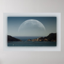 big moon over the sea print