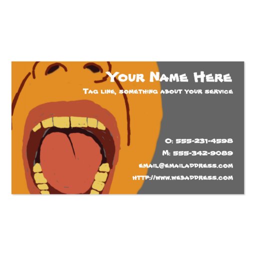 Big Mouth business card (front side)