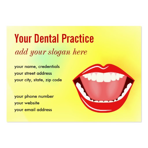 Big Mouth Gold Professional Dental Business Cards (front side)