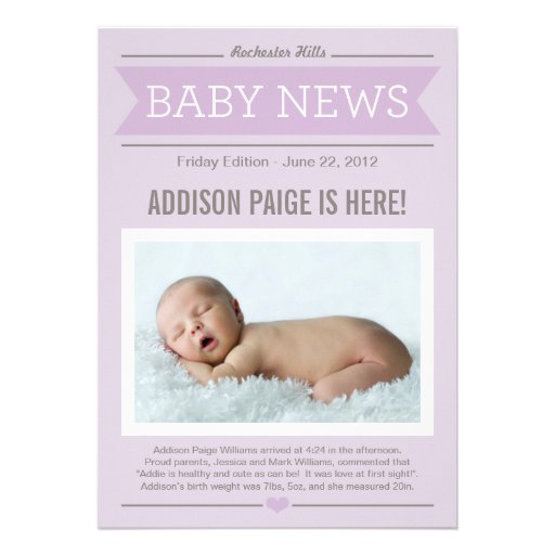 Big News Birth Announcement | Baby Girl