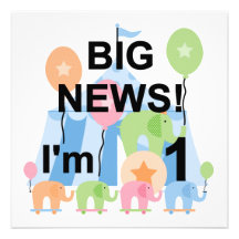 Big News Circus 1st Birthday T-shirts and Gifts Announcement
