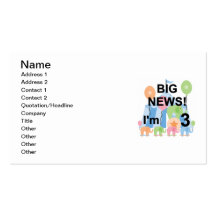 Big News Circus 3rd Birthday Tshirts and Gifts Business Card Templates