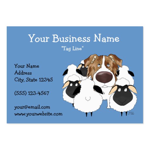 Big Nose Red Merle Australian Shepherd Business Card Template (front side)