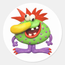 Big Nose Yellow Monster Round Sticker