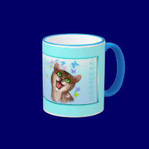 Big Orange Cat and Soft Butterflies mugs