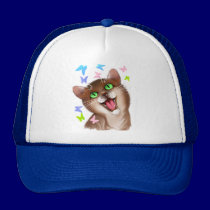 Big Orange Cat and Soft Butterflies Hat hats