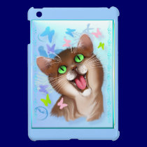 Big Orange Cat and Soft Butterflies iPad Mini Case ipad mini cases