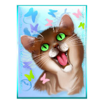 Big Orange Cat and Soft Butterflies Print