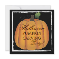 Big Orange Halloween Pumpkin Carving Party Custom Announcements