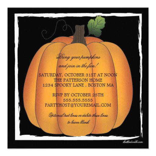 Big Orange Halloween Pumpkin Carving Party Custom Announcements