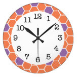 Big Orange Honeycomb Designer Wall Clock