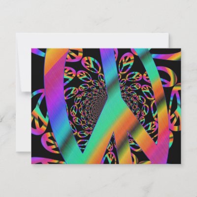 Big Peace Sign Invites by artispower. Highly psychedelic peace sign design!