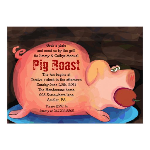 BIG PIGGY Pig Roast Bar-B-Que Party Invitation