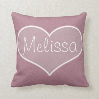 Big Pink Heart Name Monogram Custom Throw Pillow