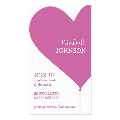 Big Pink Heart Trendy Mommy Business Card