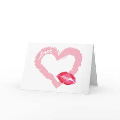 Big Pink Love Heart with Lips Card by DoodleBugTees