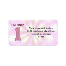 Big Pink Number One, Girl's First Birthday Personalized Address Labels