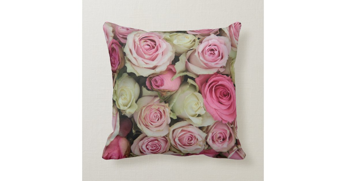 big pink rose pillow Zazzle