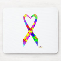 Big Puzzle Pieces Heart Shaped Awareness Ribbon mousepads