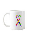 Big Puzzle Pieces Heart Shaped Awareness Ribbon mugs