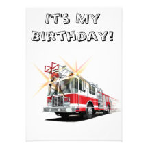 Big Red Fire Truck Custom Invitations