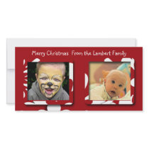 Big Red Flowers Christmas Photo photo cards