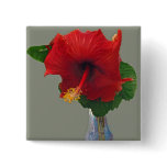 Big Red Hibiscus Button