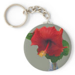 Big Red Hibiscus Key Chain