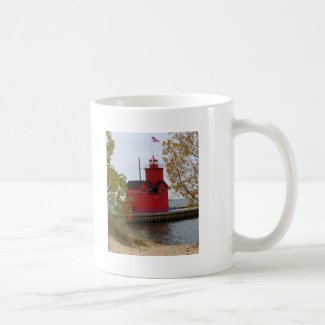 Big Red Lighthouse Classic White Coffee Mug