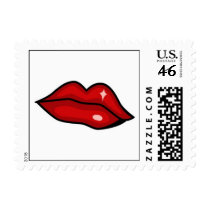 Big Red Lips Lipstick Postage Stamp