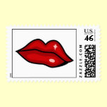 Big Red Lips Lipstick Postage Stamp stamps