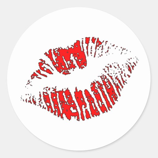Big Red Lips Classic Round Sticker Zazzle 
