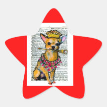 BIG RED STAR LITTLE CHIHUAHUA KING GIFT STICKER