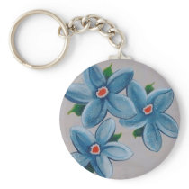 Big Red White Blue Flowers Key Chains