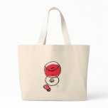 BIG RED WINE GLASS AND CORK PRINT CANVAS BAGS