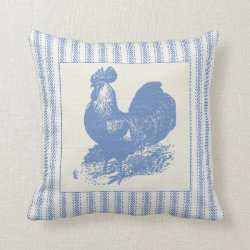 Big Rooster or Coq with Ticking Throw Pillows