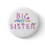 Big Sister, butterflies & flowers button