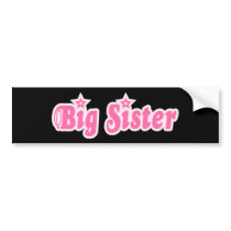 Big sister cool pink text design on black bumper stickers