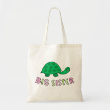 Big sister funny turtle or tortoise kids tote bag
