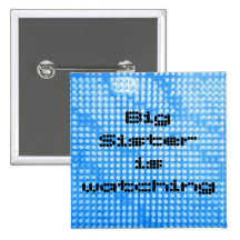 Big Sister is watching. Square blue button