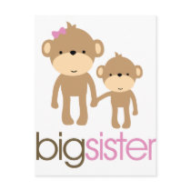 Big Sister Monkey Pregnancy Announcement T-shirt Post Cards