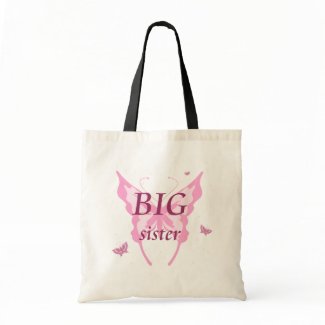 BIG sister pink butterfly girl's canvas tote bag bag